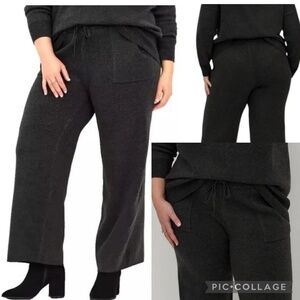 Torrid Pull-On Wide Leg Luxe Cozy Fleece Mid-Rise Charcoal Gray Pant Size 1